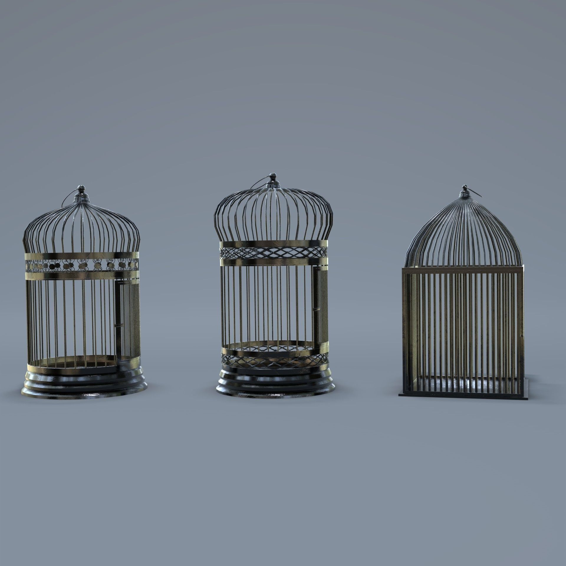 Bird cage Collection Low-poly 3D model_14