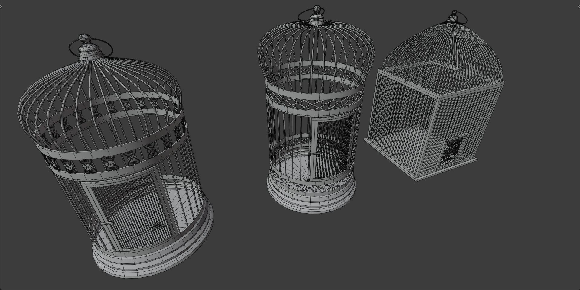 Bird cage Collection Low-poly 3D model_6