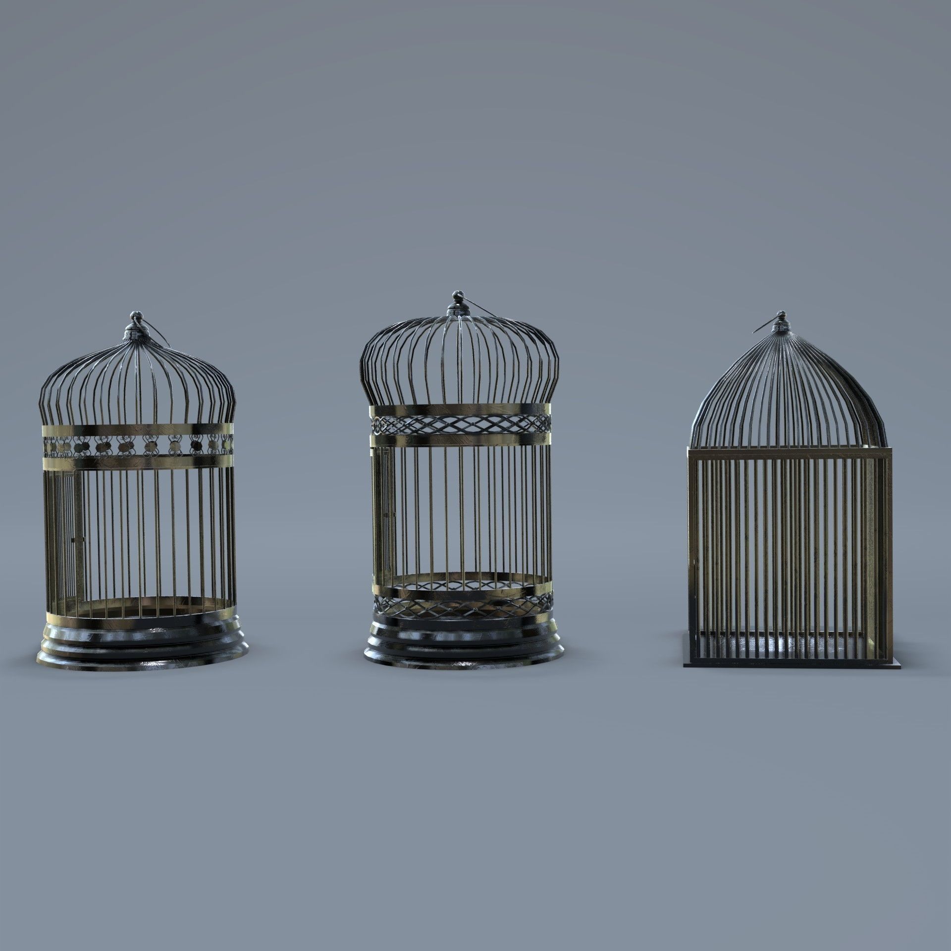 Bird cage Collection Low-poly 3D model_26