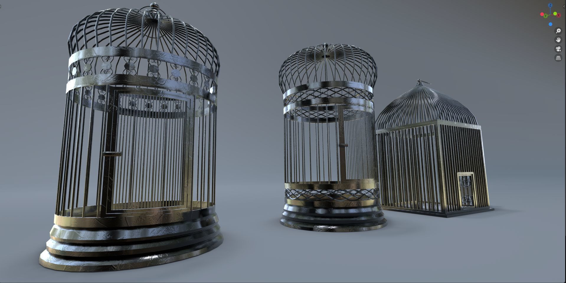 Bird cage Collection Low-poly 3D model_2
