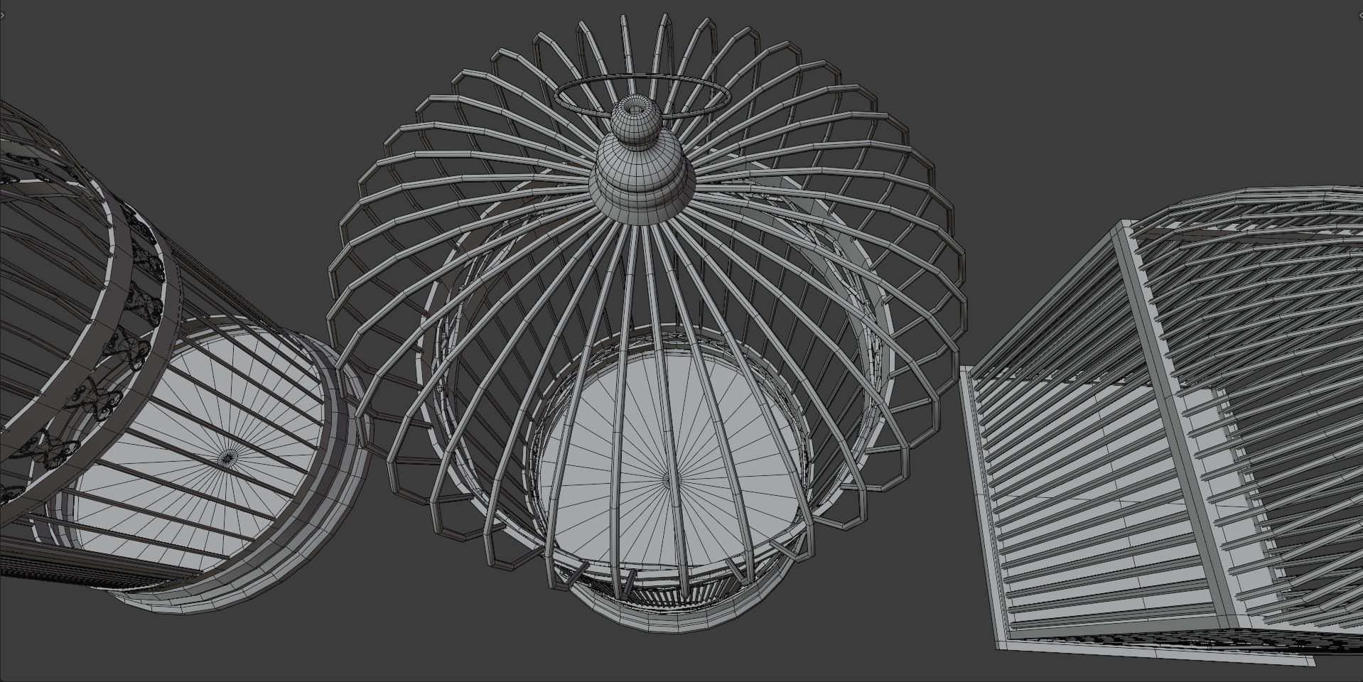 Bird cage Collection Low-poly 3D model_8