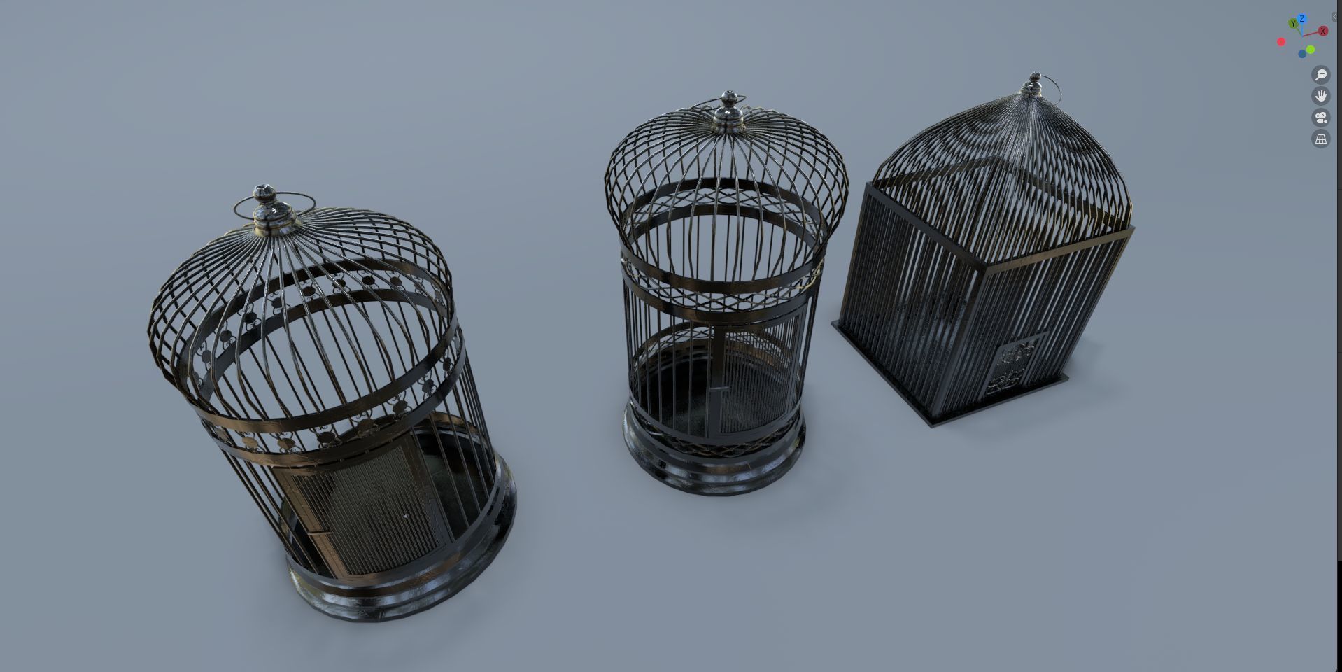 Bird cage Collection Low-poly 3D model_4