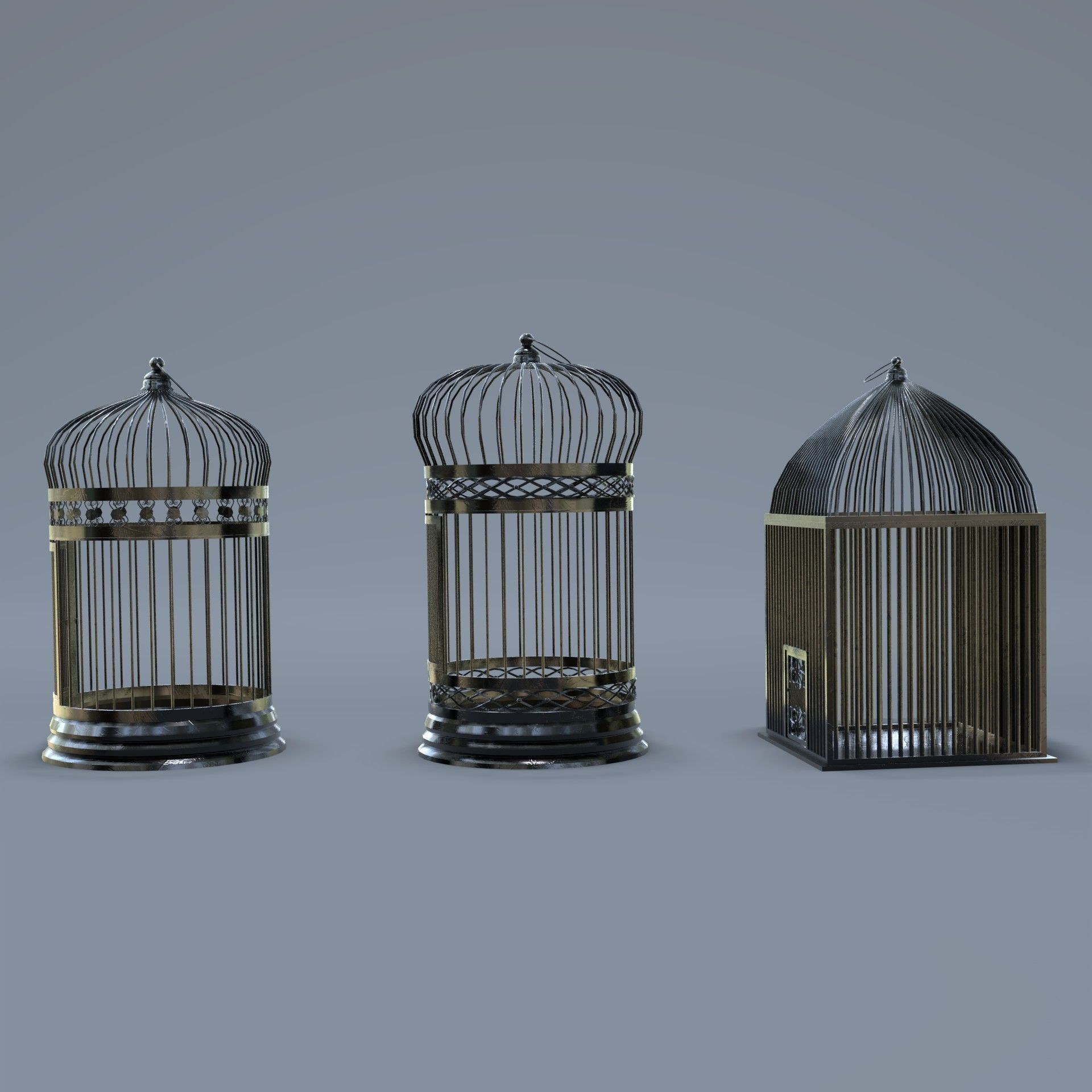 Bird cage Collection Low-poly 3D model_27