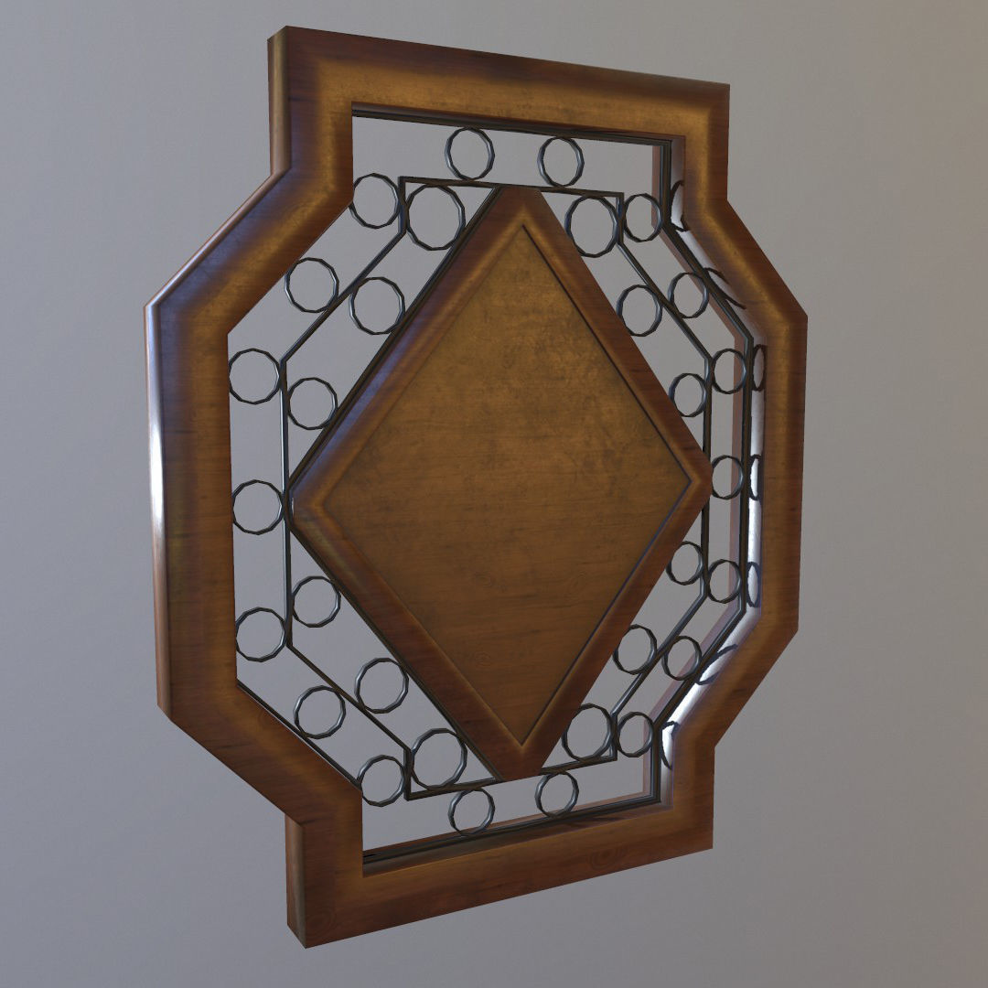 Wall Hanging Wooden Clock Low-poly 3D model_2