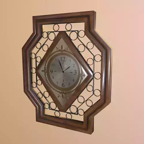 Wall Hanging Wooden Clock Low-poly 3D model