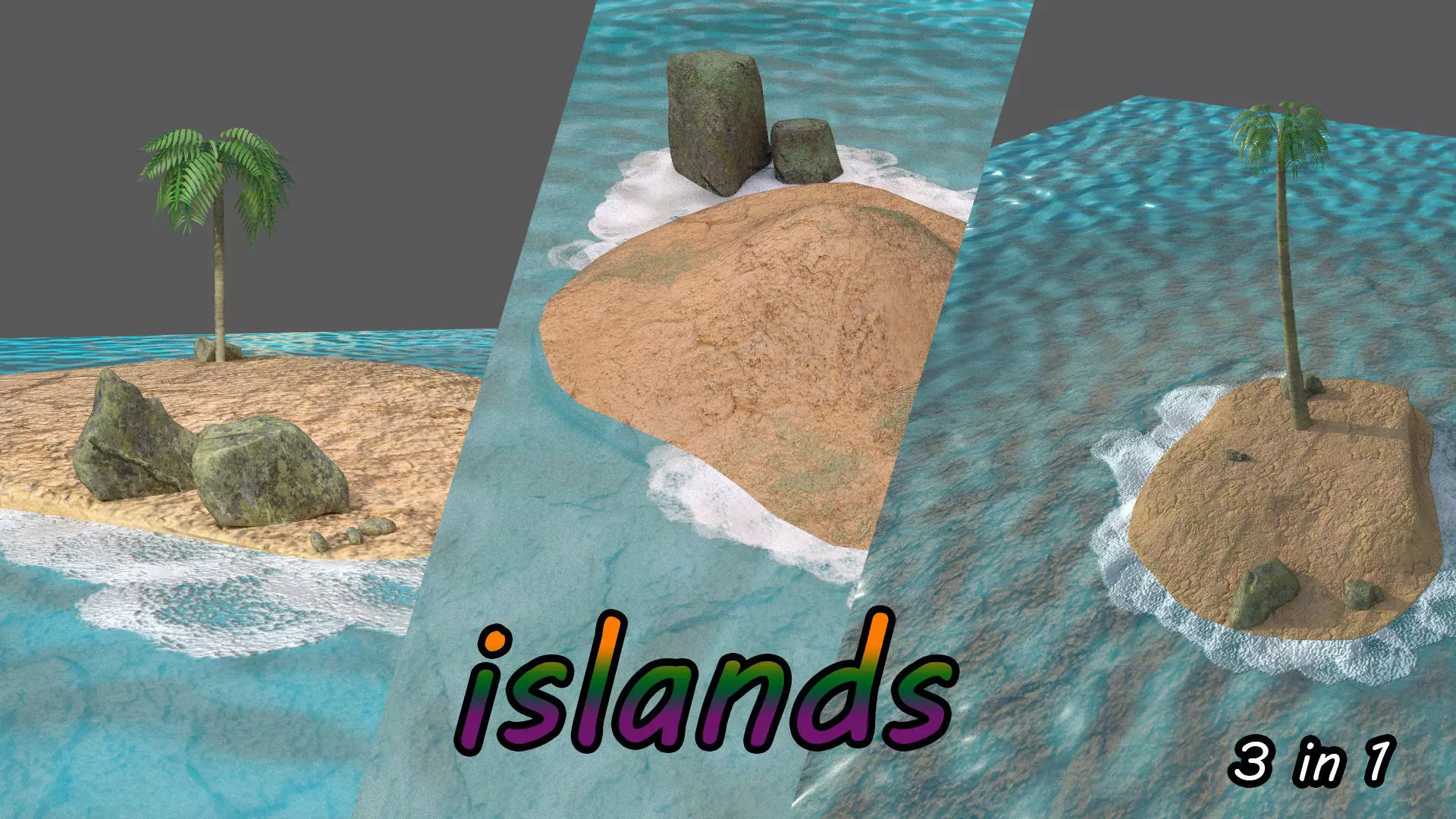 low poly island pack Low-poly 3D model_0