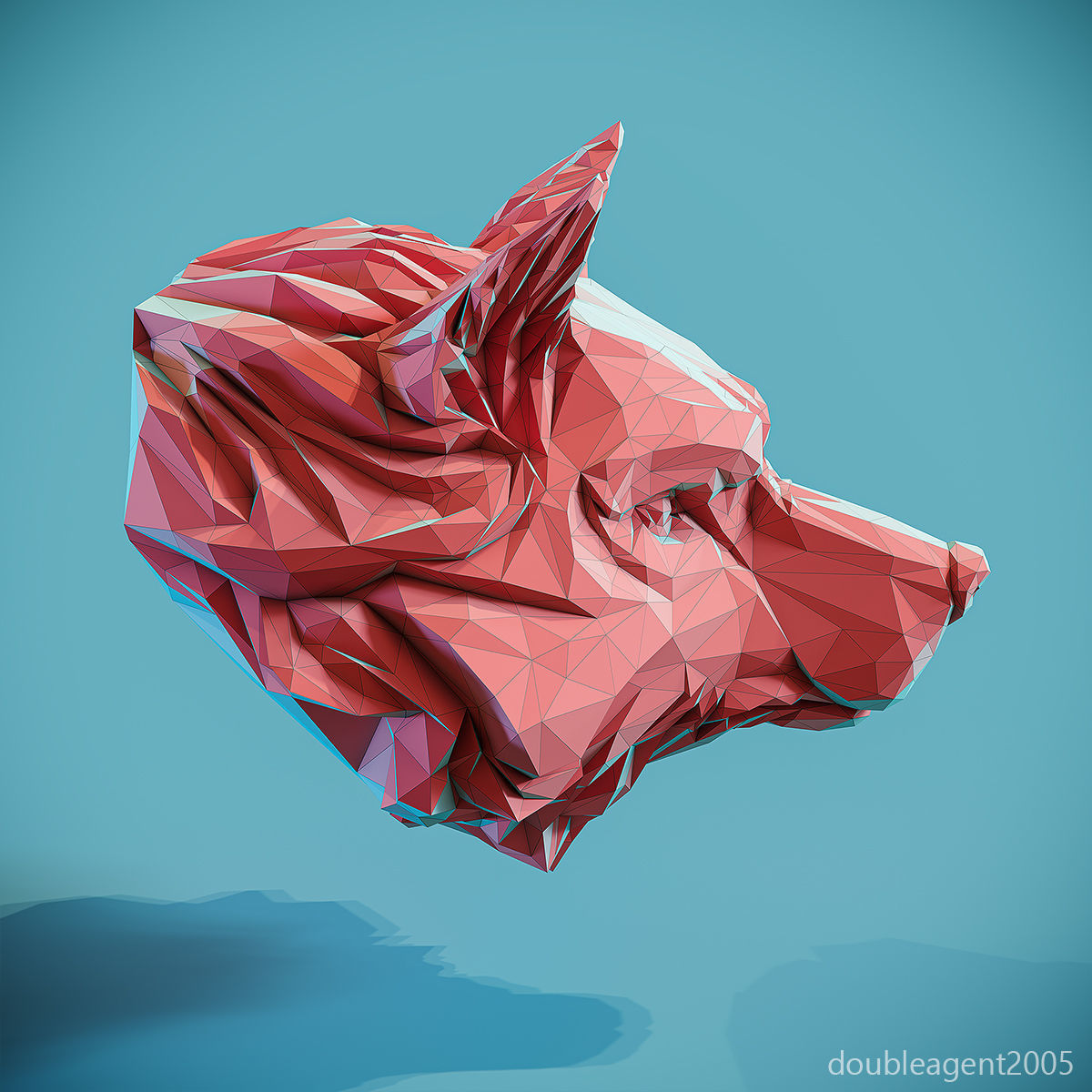 Wolf Head low poly keychain pendant Papercraft 3D print model_10
