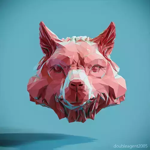 Wolf Head low poly keychain pendant Papercraft 3D print model