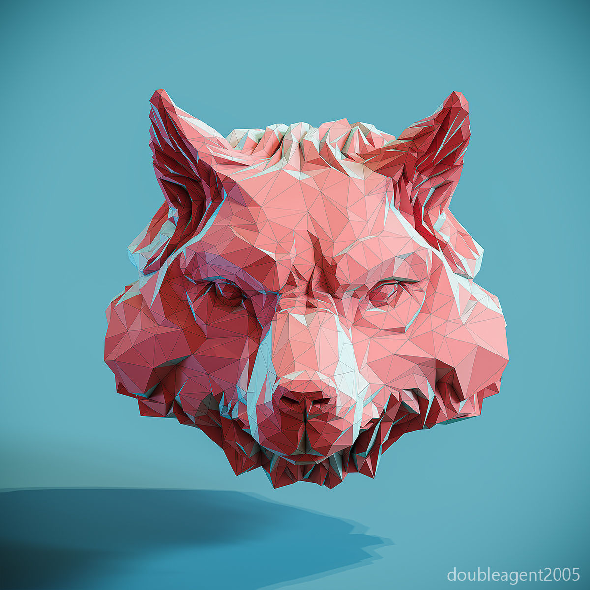 Wolf Head low poly keychain pendant Papercraft 3D print model_9
