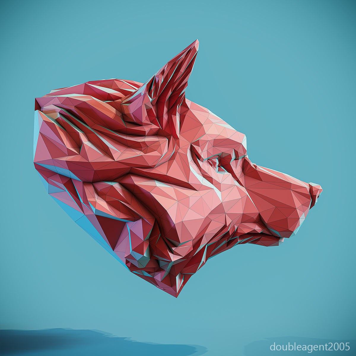 Wolf Head low poly keychain pendant Papercraft 3D print model_4