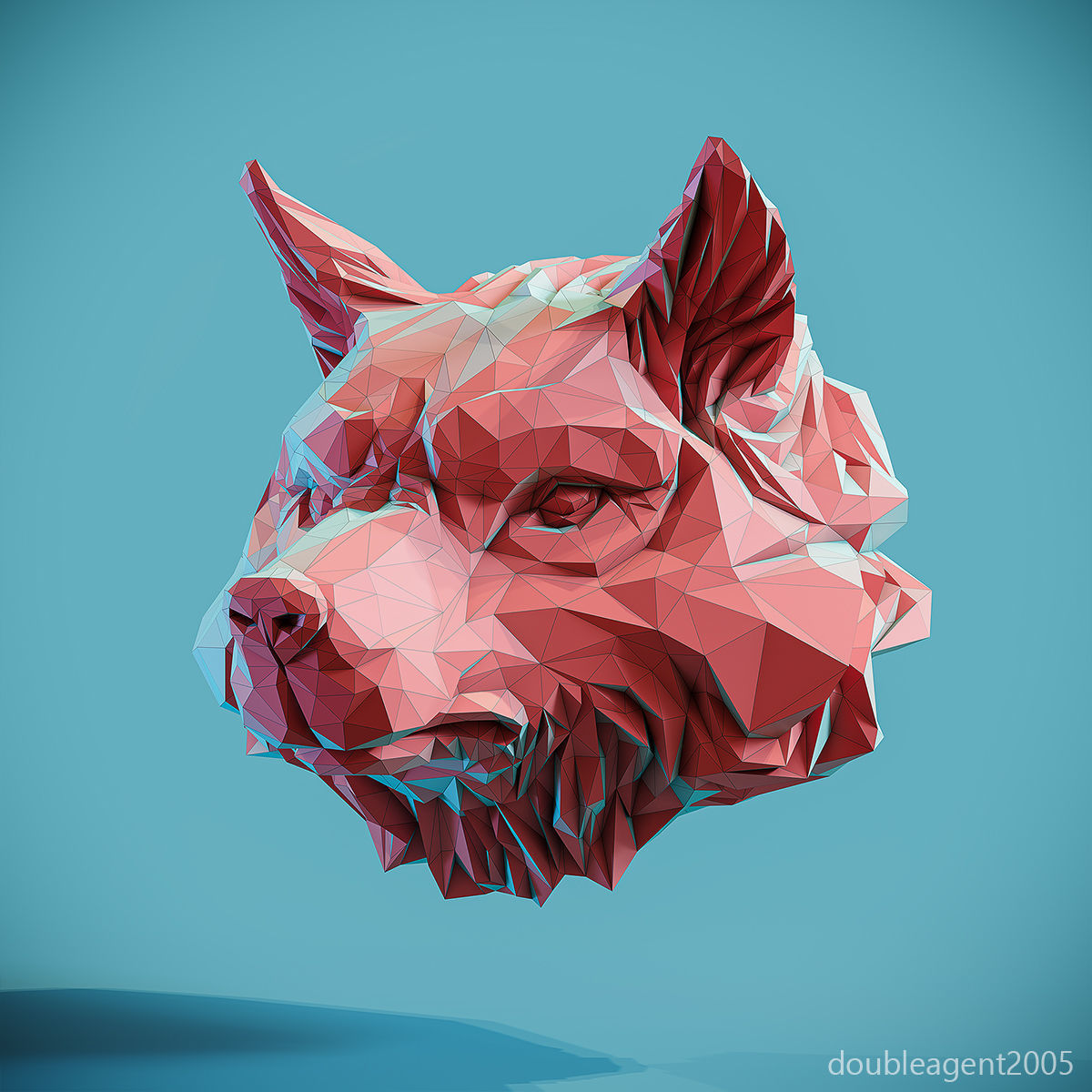 Wolf Head low poly keychain pendant Papercraft 3D print model_2