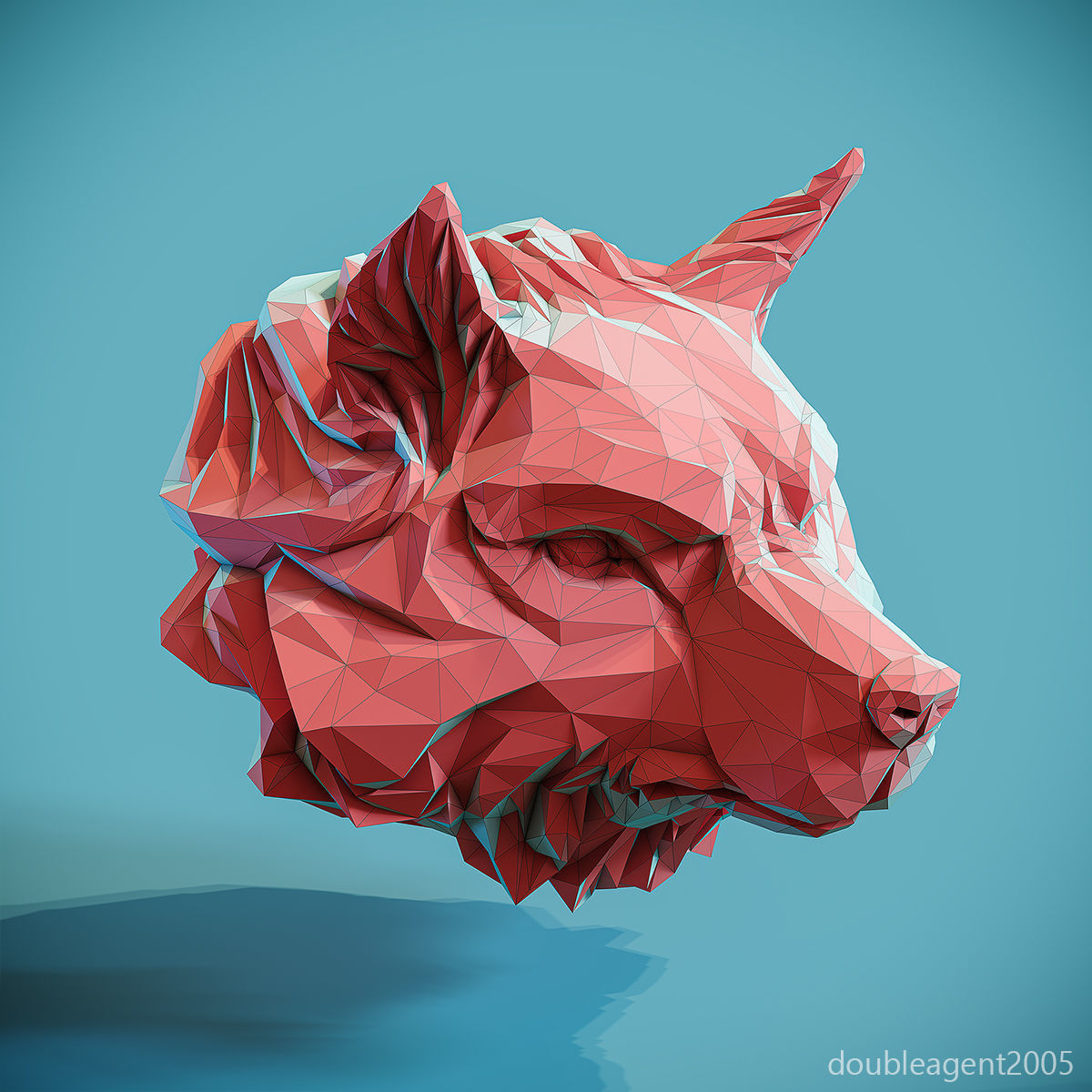 Wolf Head low poly keychain pendant Papercraft 3D print model_6