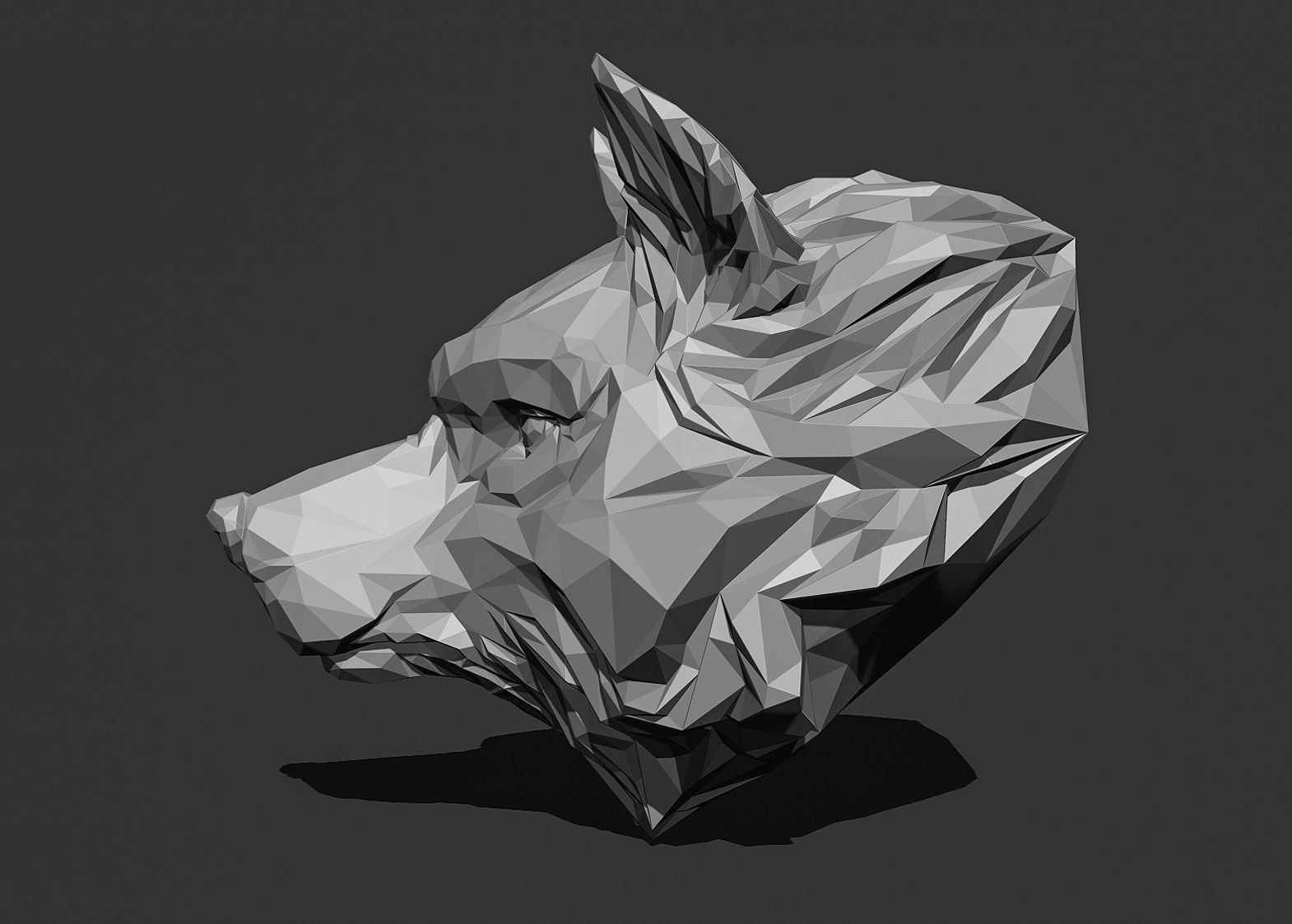 Wolf Head low poly keychain pendant Papercraft 3D print model_14