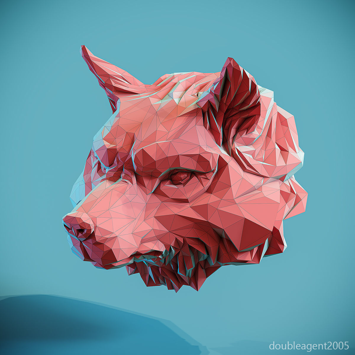 Wolf Head low poly keychain pendant Papercraft 3D print model_8