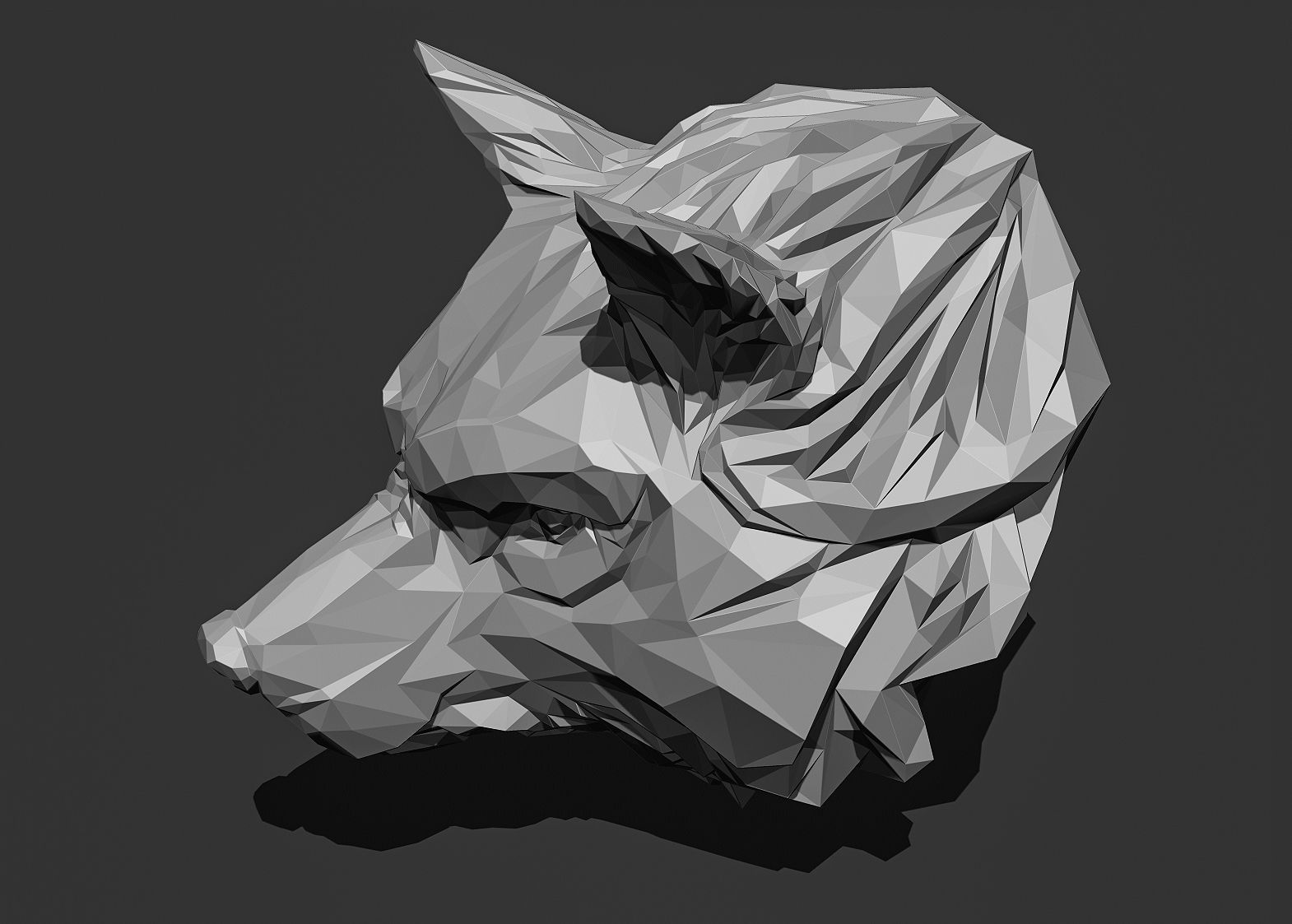 Wolf Head low poly keychain pendant Papercraft 3D print model_13