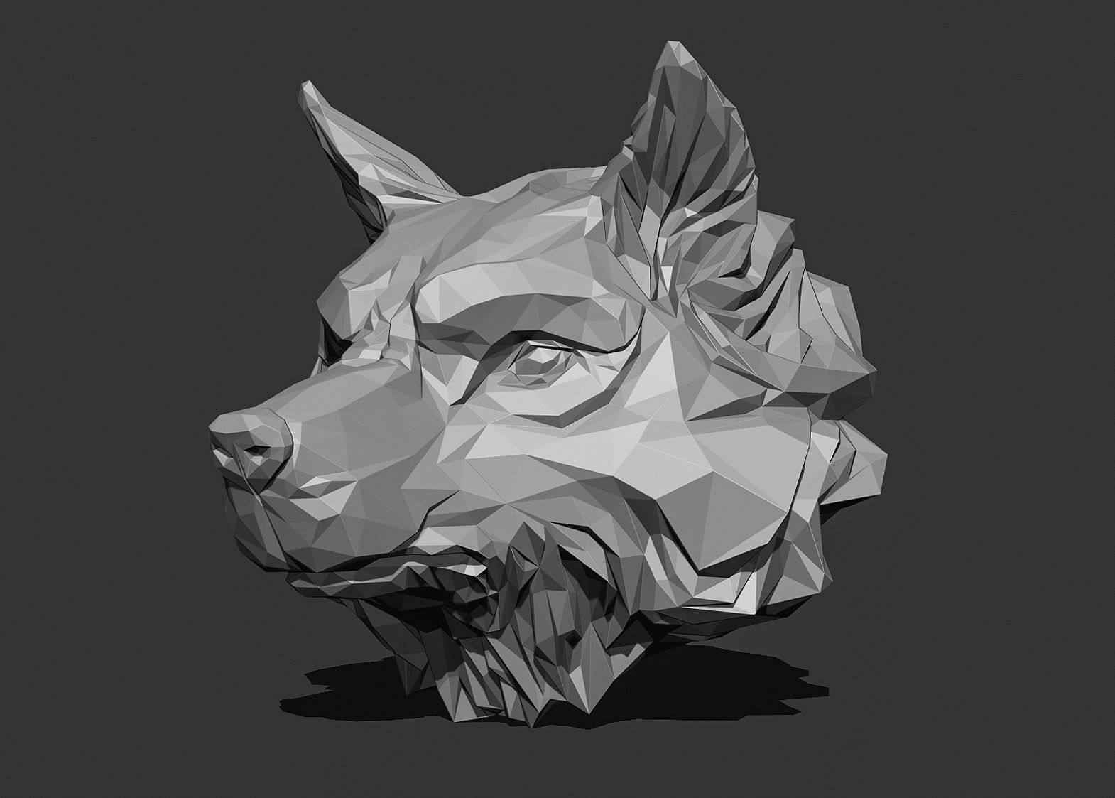 Wolf Head low poly keychain pendant Papercraft 3D print model_12