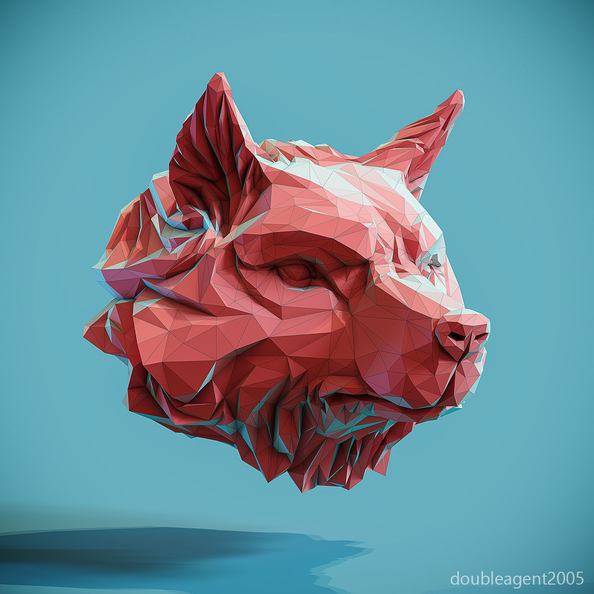Wolf Head low poly keychain pendant Papercraft 3D print model_5