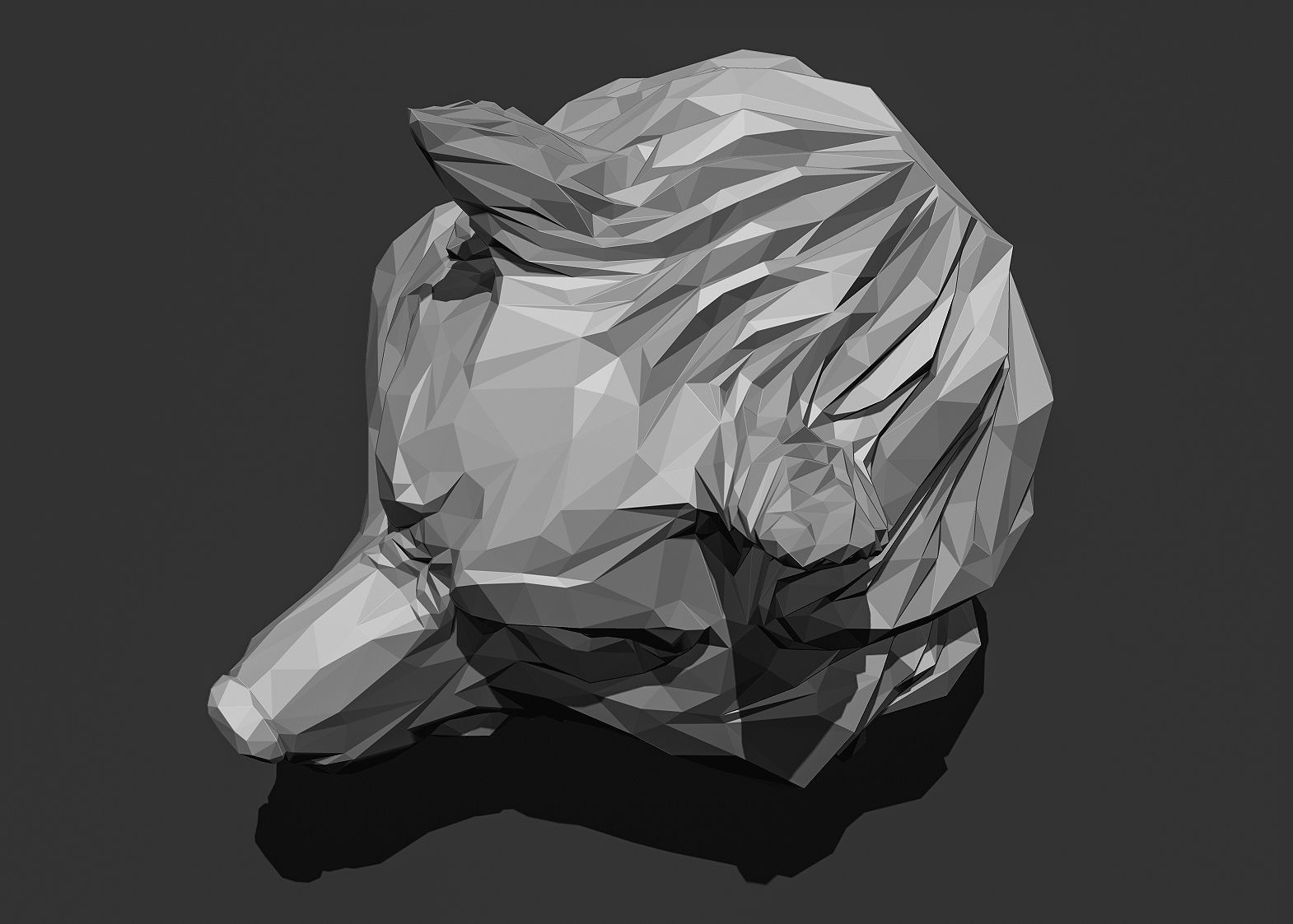 Wolf Head low poly keychain pendant Papercraft 3D print model_16