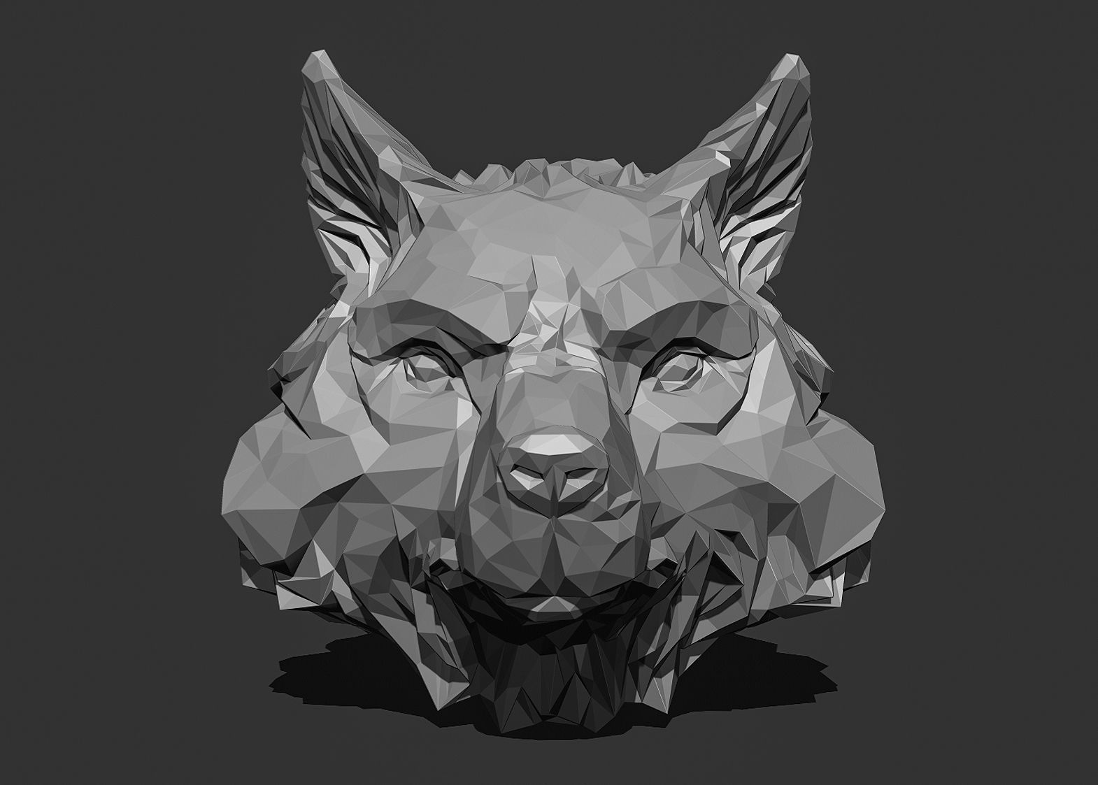 Wolf Head low poly keychain pendant Papercraft 3D print model_15
