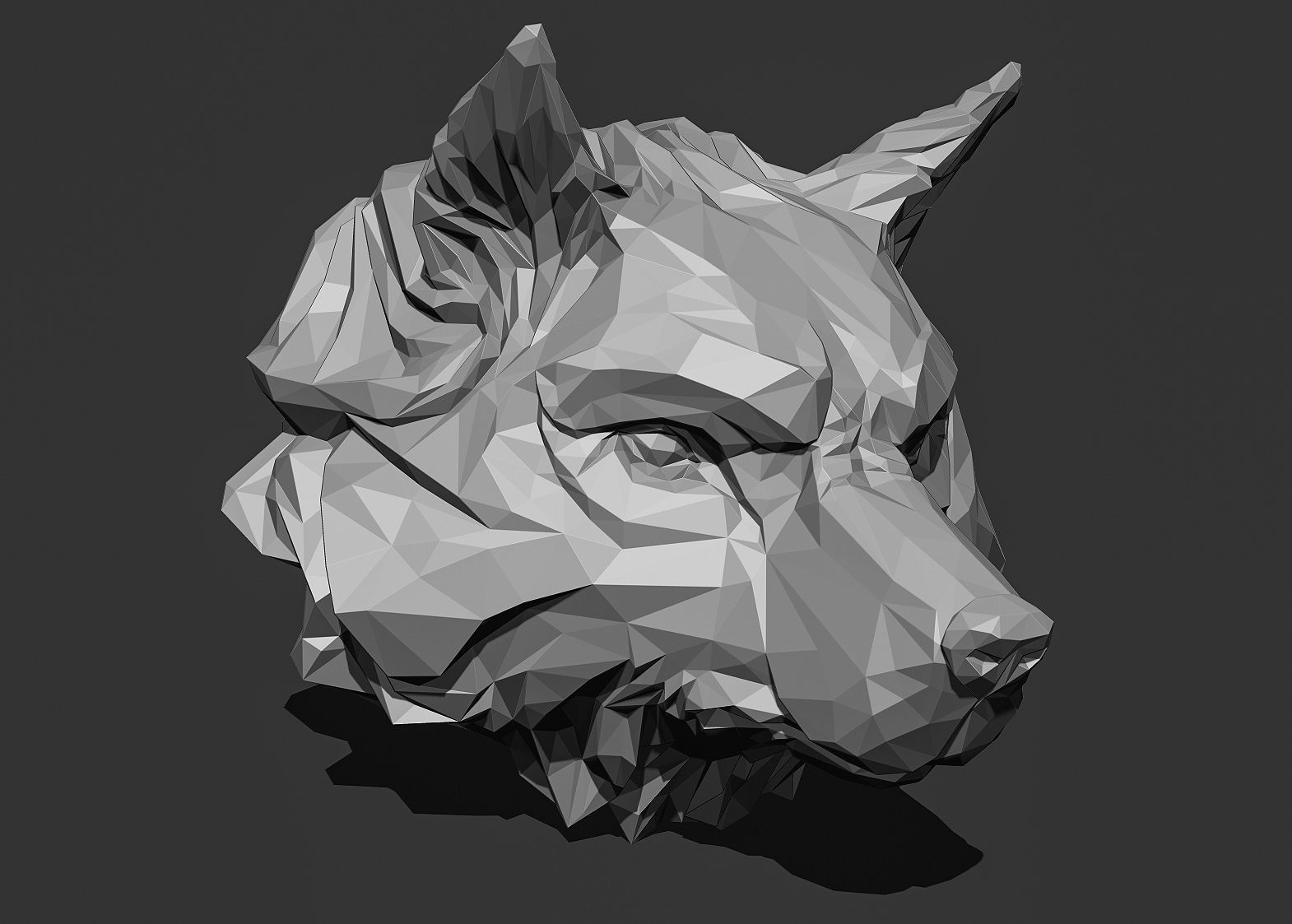 Wolf Head low poly keychain pendant Papercraft 3D print model_11
