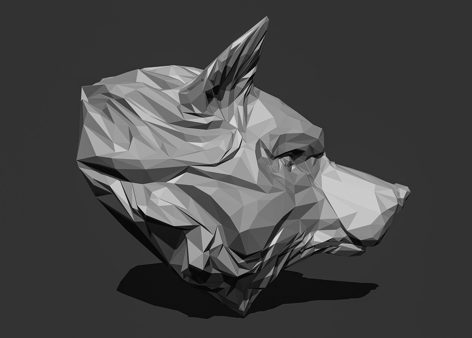 Wolf Head low poly keychain pendant Papercraft 3D print model_17