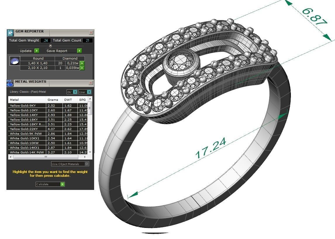 ring with movable stones  3D print model_7