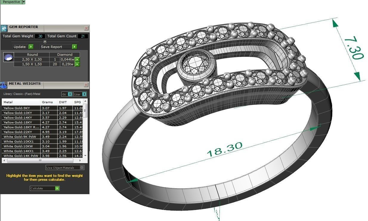 ring with movable stones  3D print model_8