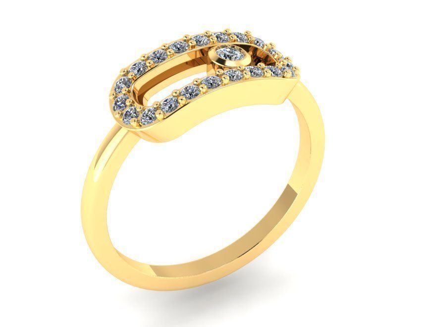 ring with movable stones  3D print model_3