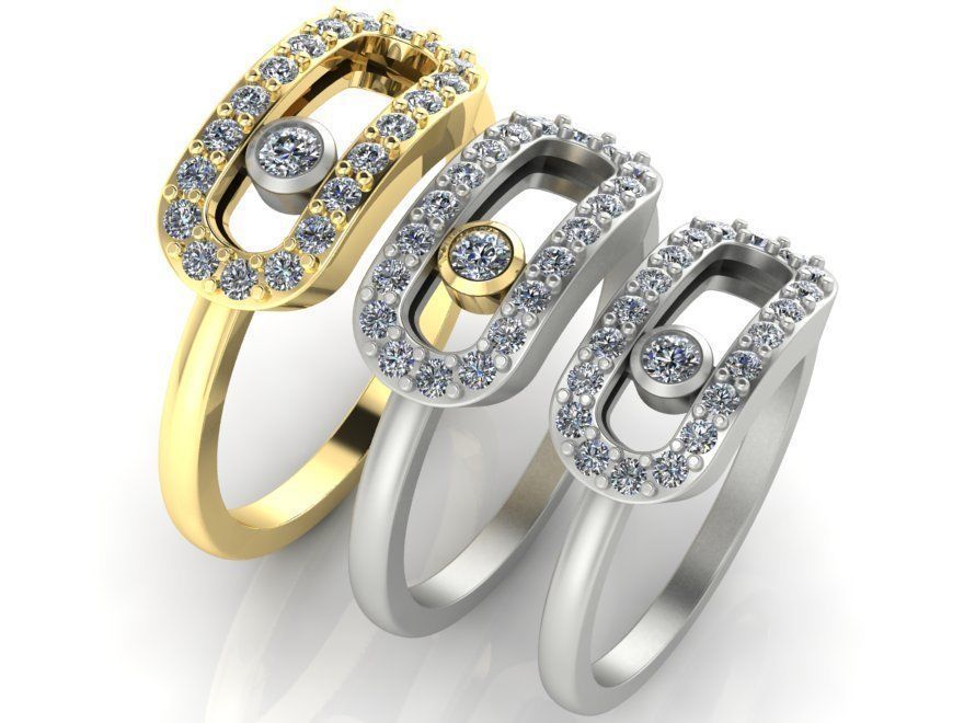 ring with movable stones  3D print model_2