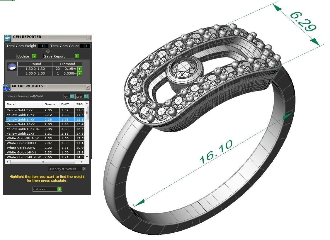 ring with movable stones  3D print model_5