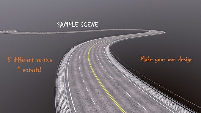 Modular Highway Roads PBR Low-poly 3D model 2