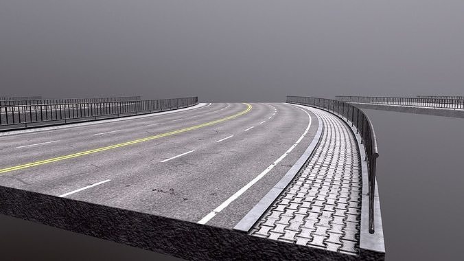 Modular Highway Roads PBR Low-poly 3D model 3