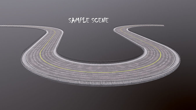 Modular Highway Roads PBR Low-poly 3D model 4