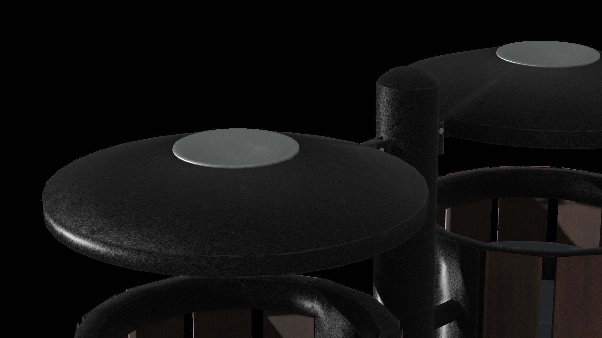 Park litter bin 3D model_4