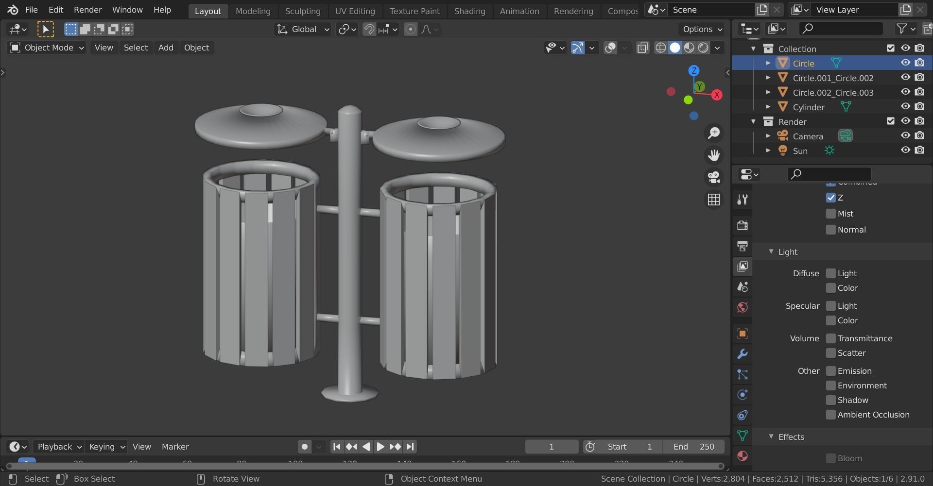 Park litter bin 3D model_6