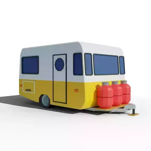 Caravan camper trailer with propane tanks