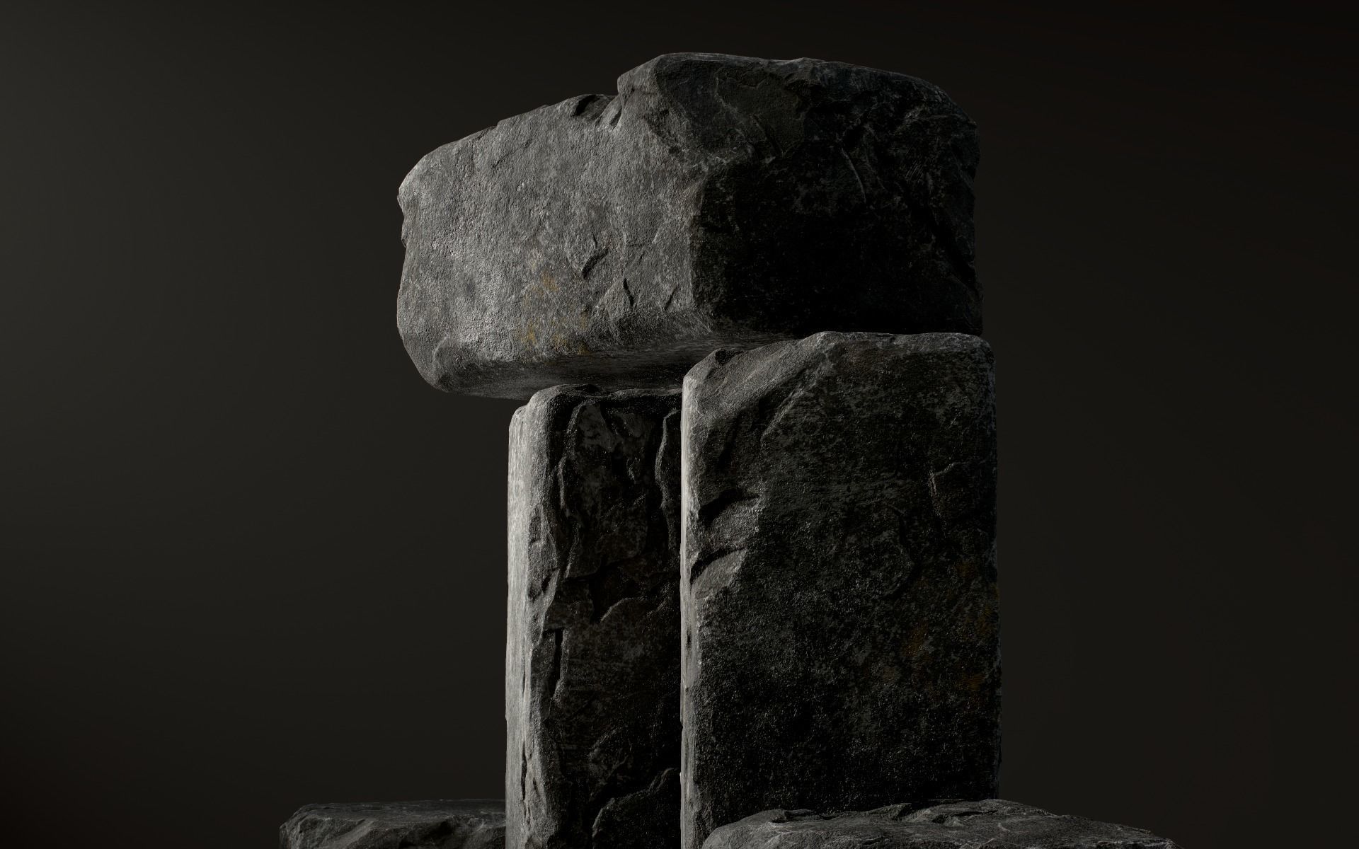 Stones rock set 01 Four high-detailed pieces - 3 colors Low-poly 3D model_35