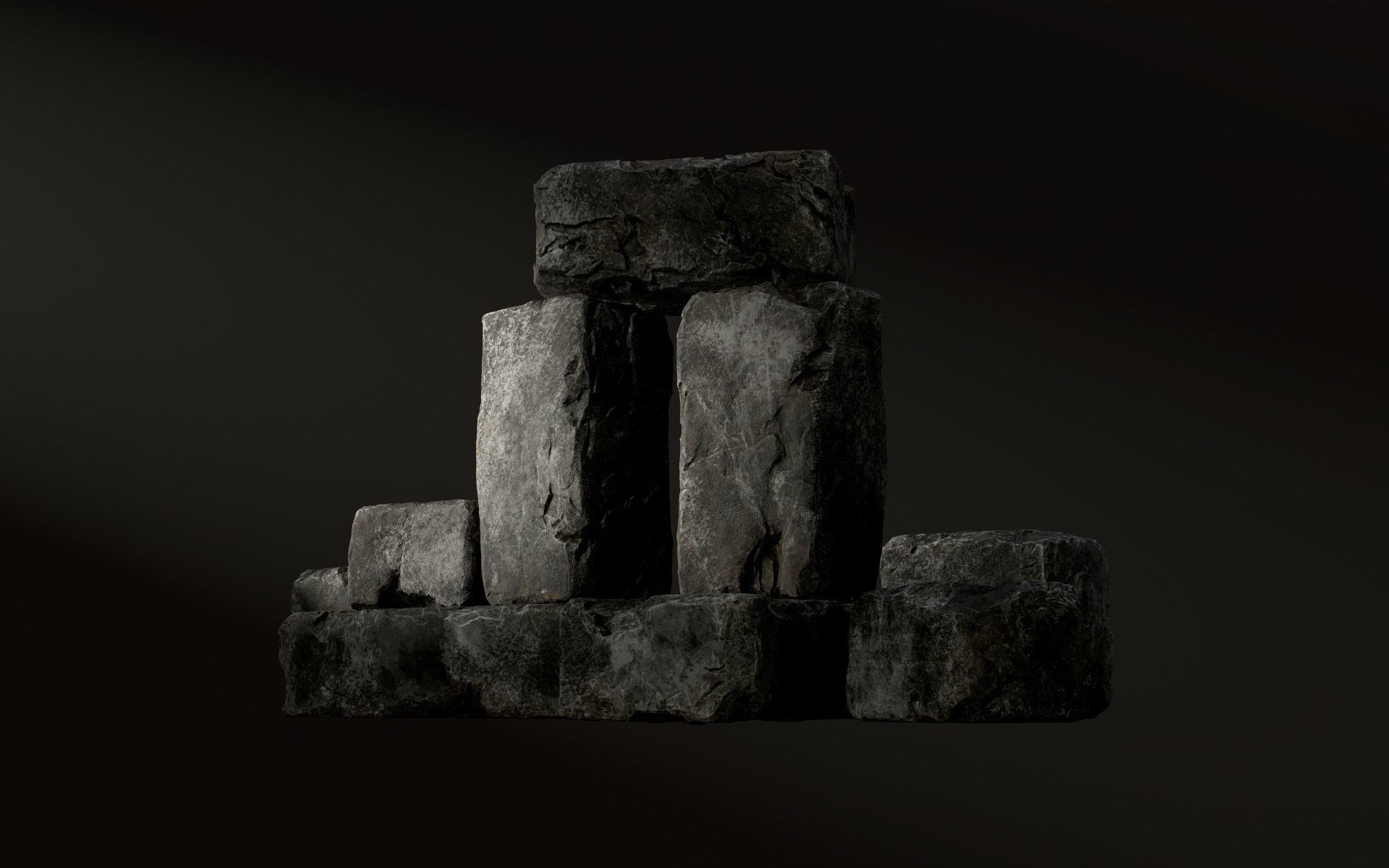 Stones rock set 01 Four high-detailed pieces - 3 colors Low-poly 3D model_42