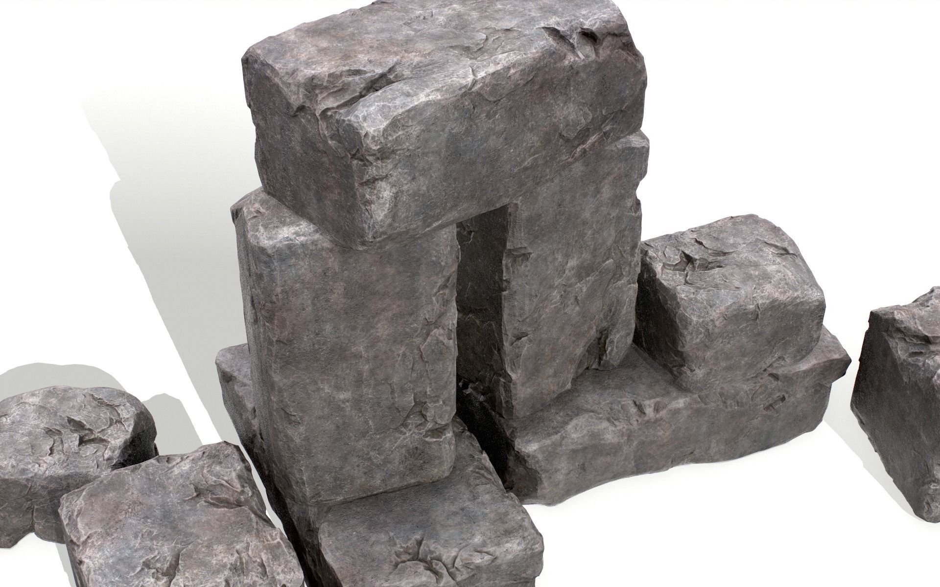 Stones rock set 01 Four high-detailed pieces - 3 colors Low-poly 3D model_24