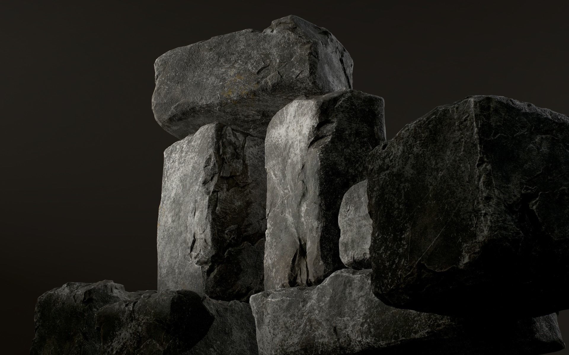 Stones rock set 01 Four high-detailed pieces - 3 colors Low-poly 3D model_36
