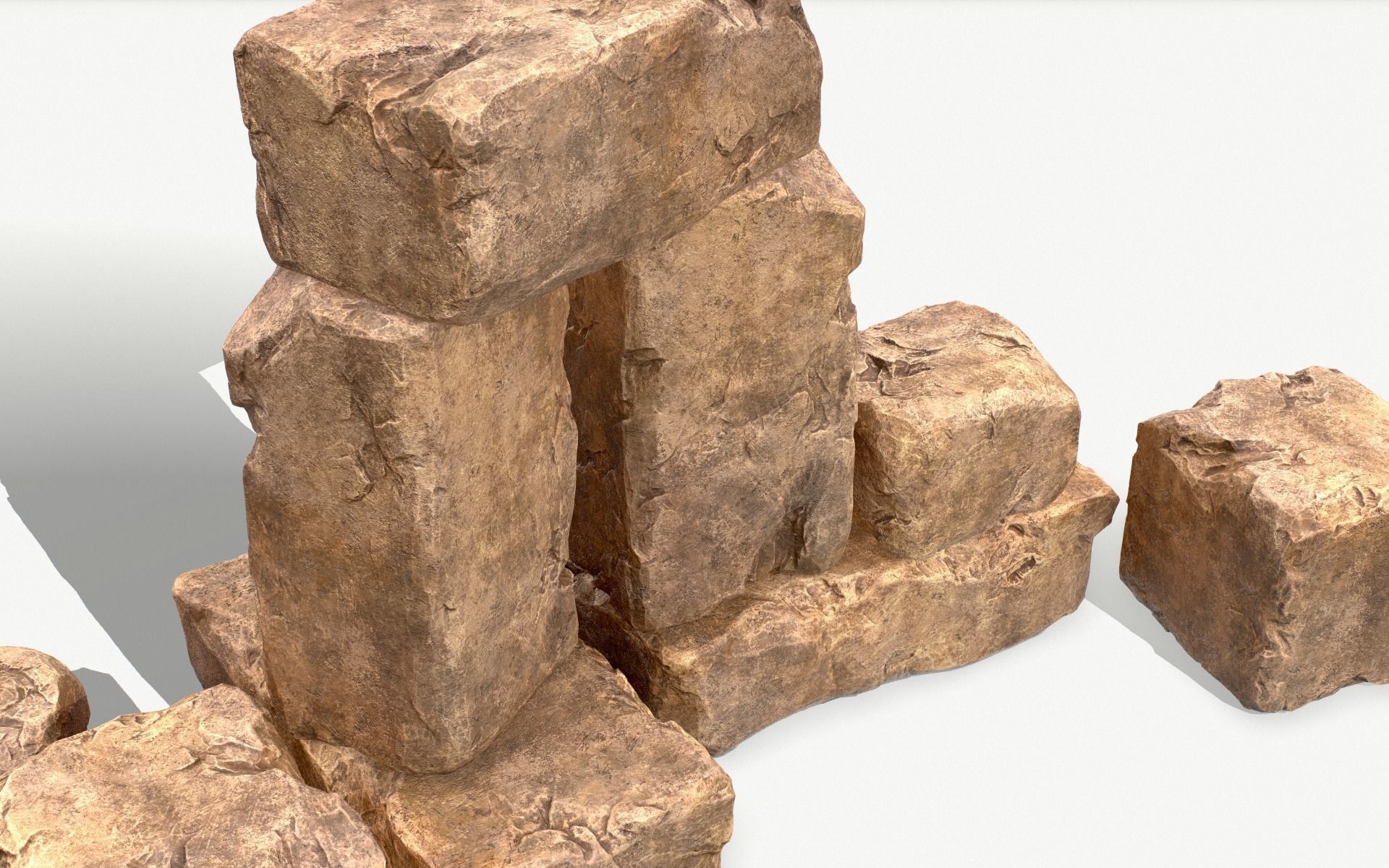 Stones rock set 01 Four high-detailed pieces - 3 colors Low-poly 3D model_10