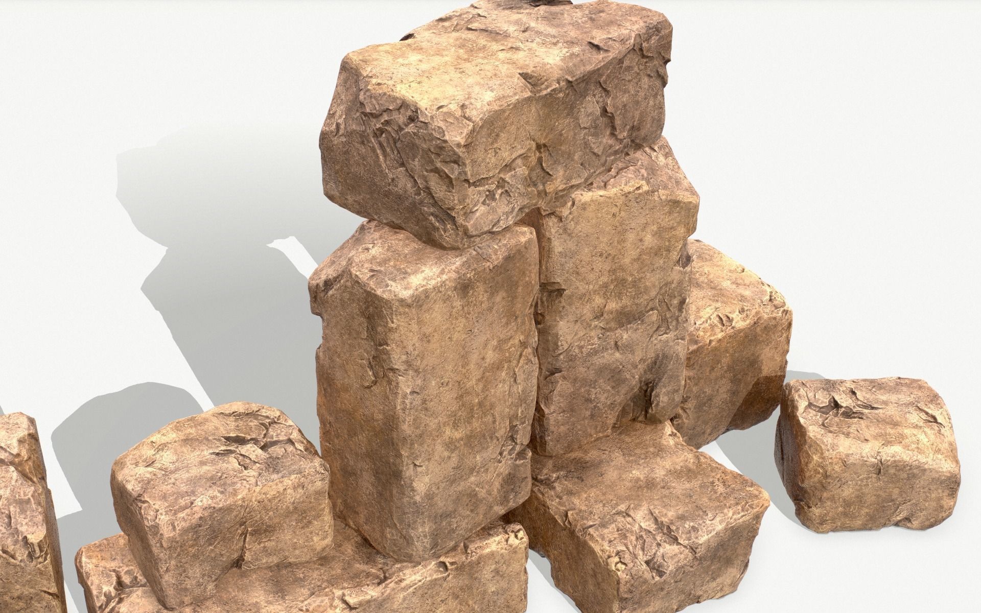 Stones rock set 01 Four high-detailed pieces - 3 colors Low-poly 3D model_16