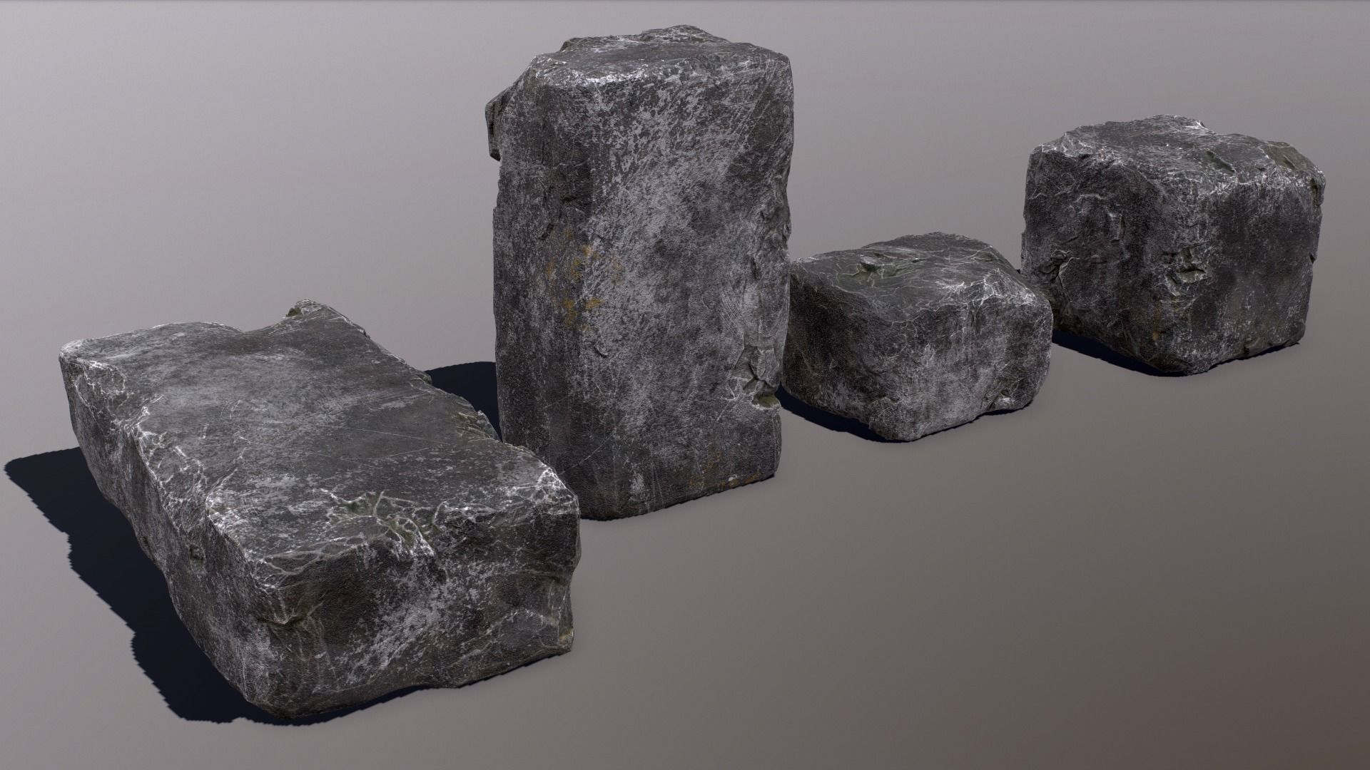 Stones rock set 01 Four high-detailed pieces - 3 colors Low-poly 3D model_47