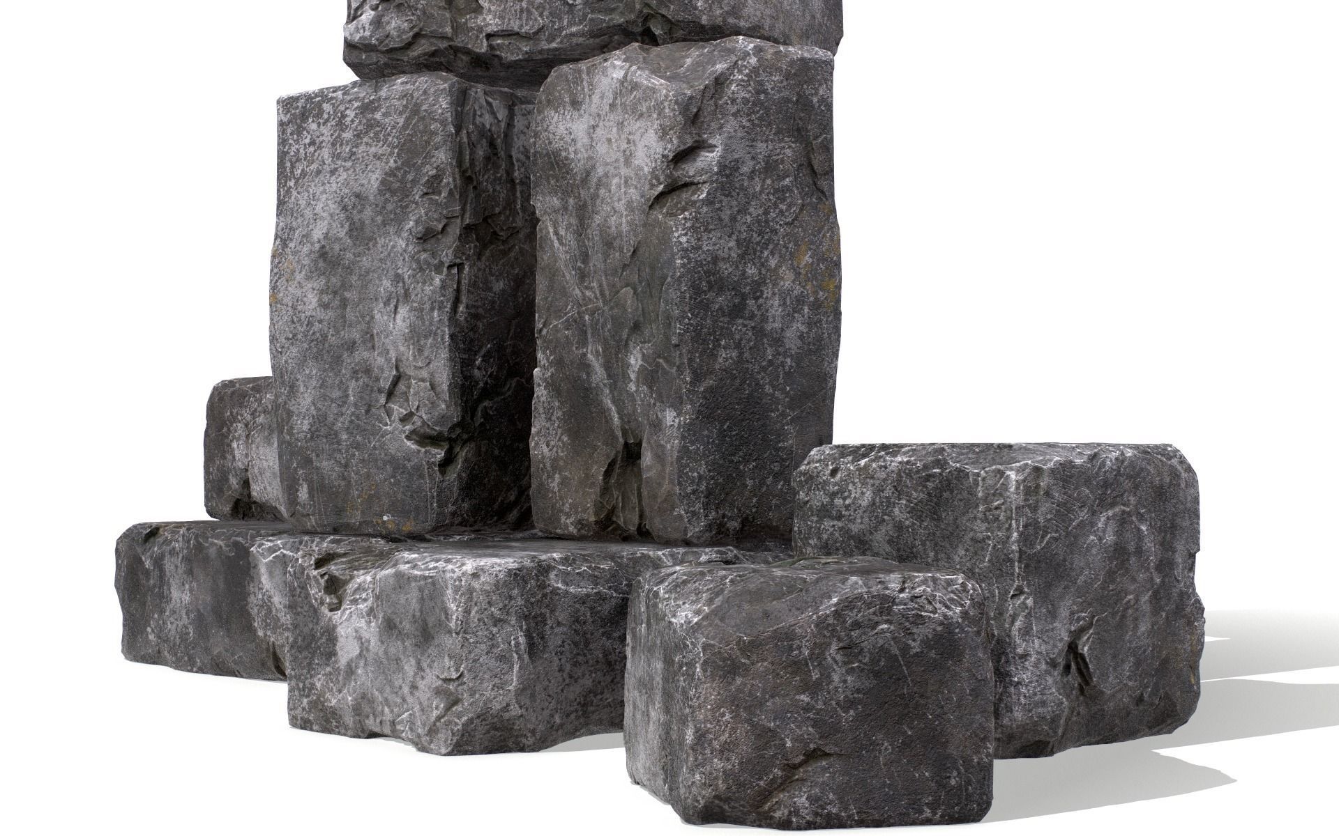 Stones rock set 01 Four high-detailed pieces - 3 colors Low-poly 3D model_32