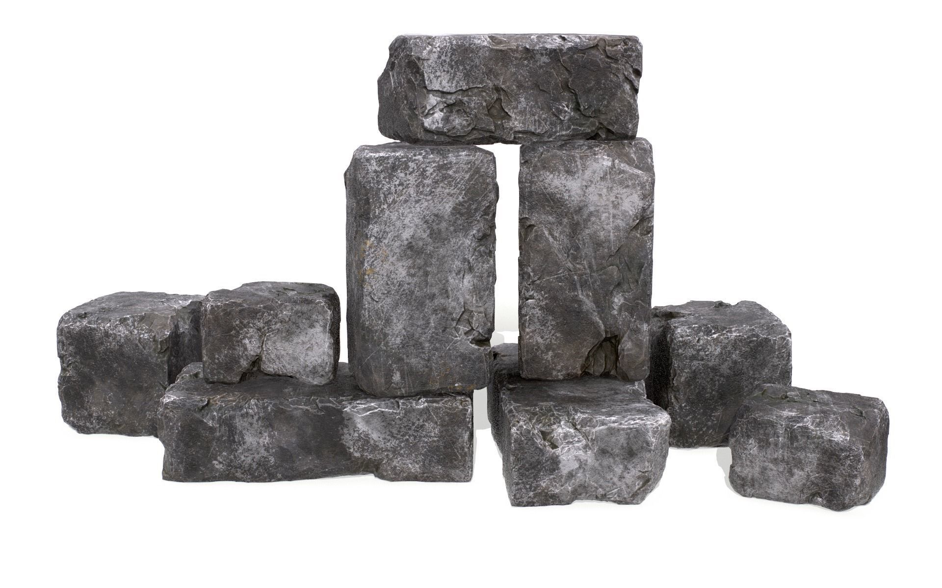 Stones rock set 01 Four high-detailed pieces - 3 colors Low-poly 3D model_27