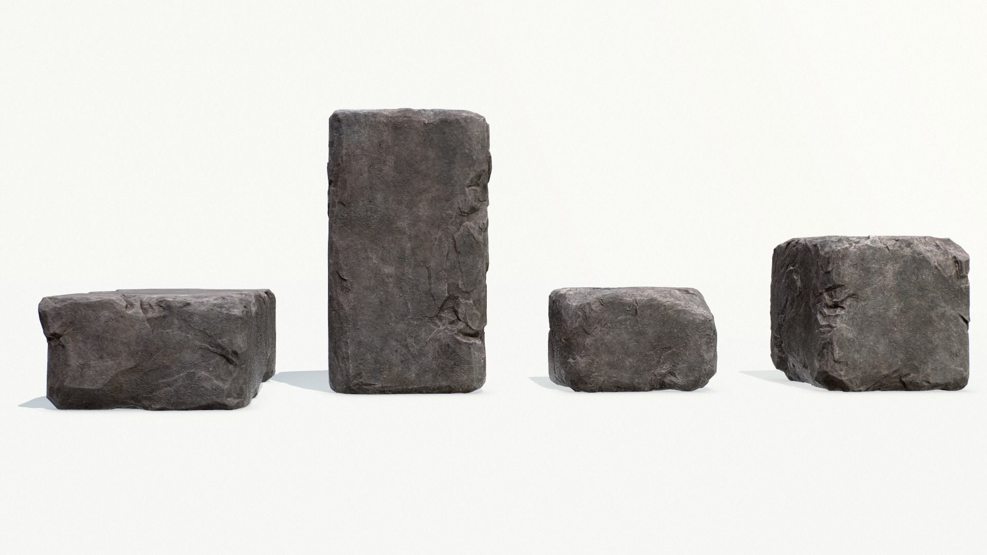 Stones rock set 01 Four high-detailed pieces - 3 colors Low-poly 3D model_46