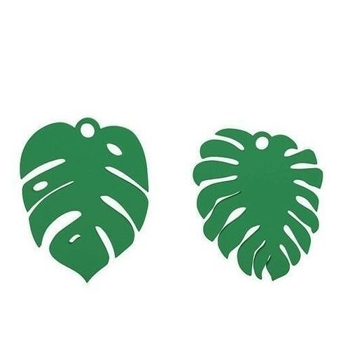 Earrings monstera leaf charms - 3D print model