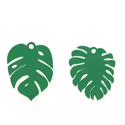 Earrings monstera leaf charms -