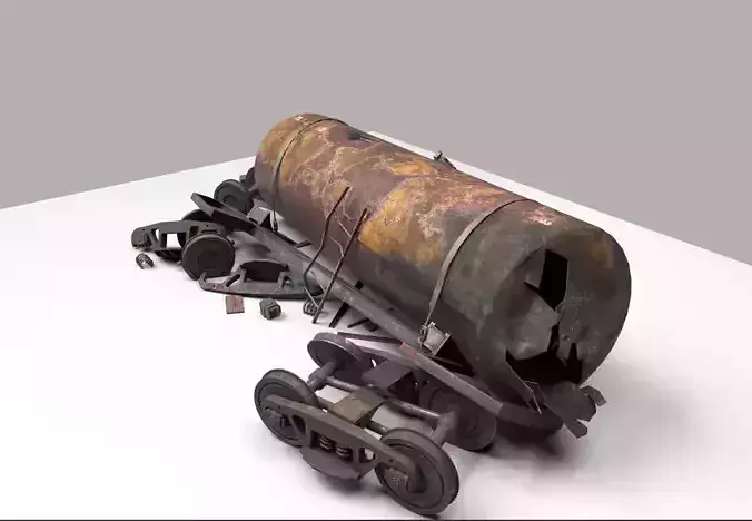Oil Rail Car Crash 3D model