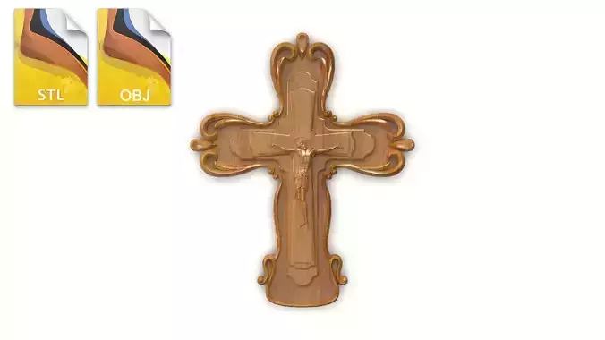 Cross 3D print 3D model wooden